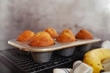 Homemade Banana Muffins, selective focus