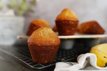 Homemade Banana Muffins, selective focus