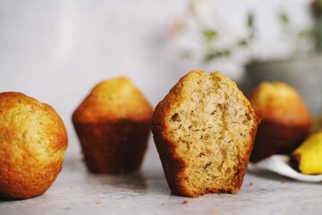 Homemade Banana Muffins, selective focus
