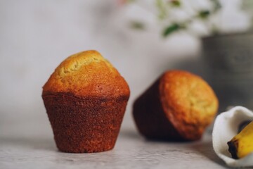 Homemade Banana Muffins, selective focus