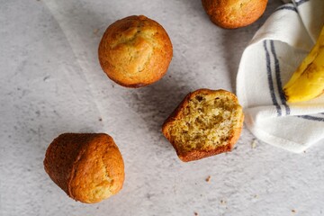 Homemade Banana Muffins, selective focus