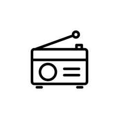 Vintage radio icon for media concept.