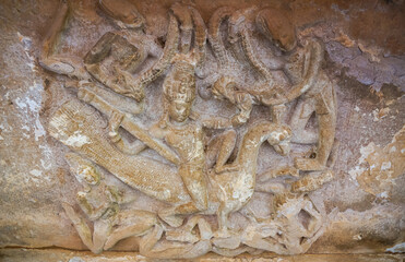 Murugan sculpture at Huchchimalli Gudi, Aihole, Karnataka, India
