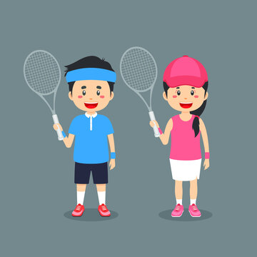 Couple Character Wearing Tennis Outfit