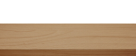Empty wooden table top, desk isolated on white background, Wood table surface for product display background, White counter, shelf  for food display banner, backdrop