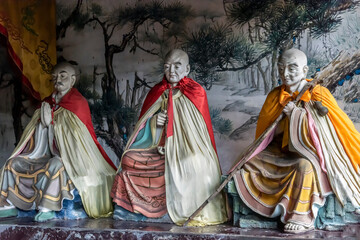 Fototapeta premium Three Budhas Mianshan Temple Jugeng China