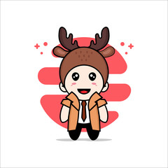 Cute detective character wearing deer costume.