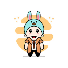 Cute detective character wearing rabbit costume.