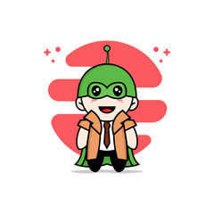 Cute detective character wearing superhero costume.