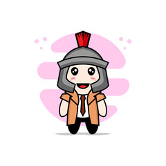 Cute detective character wearing gladiator costume.