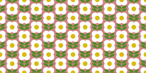 Retro flowers background. Seamless pattern. Vector. レトロな花のパターン