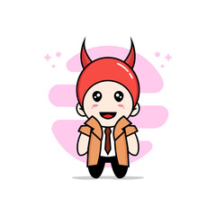 Cute detective character wearing devil costume.