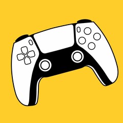 Next generation game controller or gamepad vector icon for gaming apps and websites on yellow background.