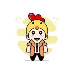 Obraz premium Cute detective character wearing chicken costume.