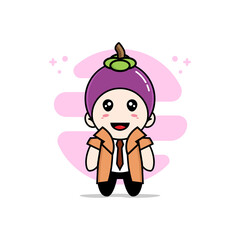 Cute detective character wearing mangosteen costume.