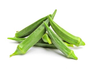 fresh okra isolated on white background 