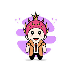 Cute detective character wearing Dragon fruit costume.