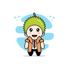 Cute detective character wearing durian costume.