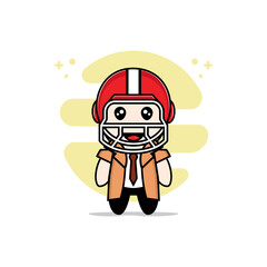 Cute detective character design wearing american football helmet costume.