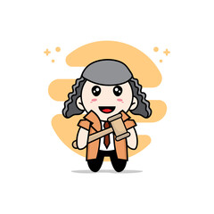 Cute detective character design wearing judge costume.