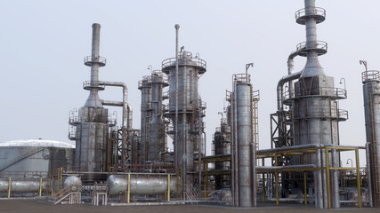 Oil Refinery, 3D rendered