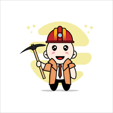 Cute Detective Character Wearing Miners Costume.