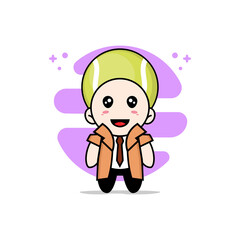 Cute detective character wearing tennis ball costume.