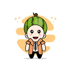 Obraz premium Cute detective character wearing watermelon costume.