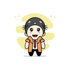 Cute detective character wearing seals costume.