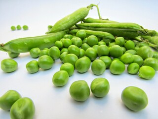 fresh peas isolated on white background