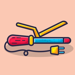 hair curler isolated cartoon vector illustration in flat style