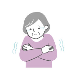 悪寒がする高齢の女性