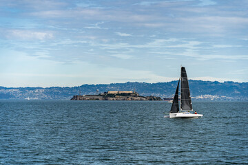 Sailboat with Alcatraz Island in Background