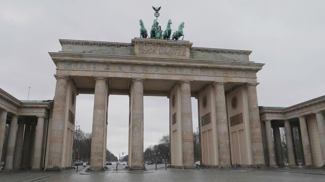 Empty Brandeburger Tor in Berlin, Germany due to the Covid-19 Pandemic Lockdown