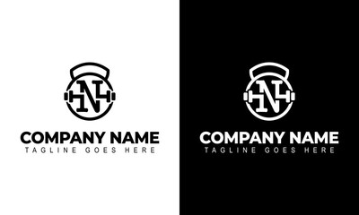 Letter N Logo With a barbell | Fitness Gym Logo | Vector Illustration of Logo Design