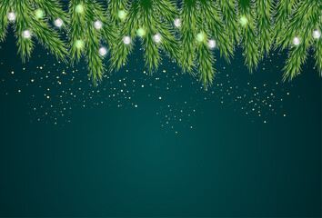 Fototapeta na wymiar merry christmas background with christmas lights