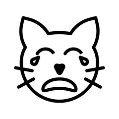 set of line icons, emoticons, cat face, cry symbol vector illustration
