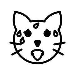 line icon set, emoticon, cat face, very hot sweaty symbol vector illustration