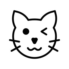 set of line icons, emoticons, cat face, wink smile symbol vector illustration