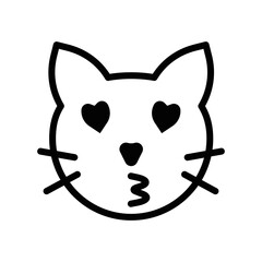 set of line icons, emoticons, cat face, heart eye symbol vector illustration