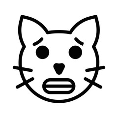 set of line icons, emoticons, cat face, worry symbol vector illustration