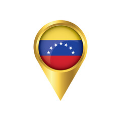 Fototapeta premium Flag of Venezuela.symbol check in Venezuela, golden map pointer with the national flag of Venezuela in the button. vector illustration.