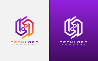Abstract Technology Logo Design. Modern Colorful Futuristic Line Symbol Design, Usable For Business, Community, Industrial, Tech, Services Company. Flat Vector Logo Design Illustration.