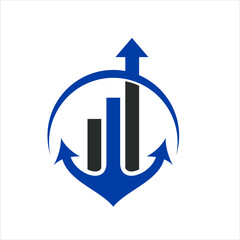 icon of anchors and growth charts, vector art.