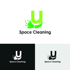 Y initial letter combine with broom for cleaning service, house maintenance, repair, housecleaning, logo vector template concept