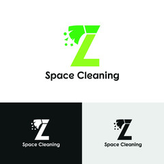 Z initial letter combine with broom for cleaning service, house maintenance, repair, housecleaning, logo vector template concept