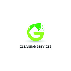 G initial letter combine with broom for cleaning service, house maintenance, repair, housecleaning, logo vector template concept