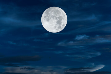 Fototapeta na wymiar Full moon on the sky at night.