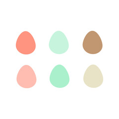  Decorated Easter eggs isolated on white background Vector flat illustration