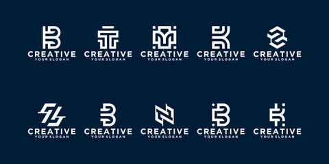 Set of monogram creative letter logo template. icons for business